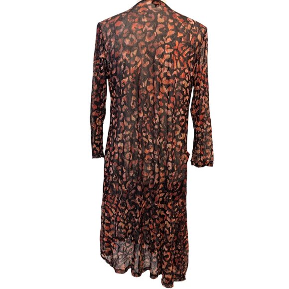 Lisa Bayne Sz M Animal Print Semi Sheer Crinkle Mesh Asymmetric Lagenlook Dress - Picture 4 of 12
